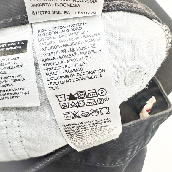 Levi's Ribcage Wide Leg Black Zip Fly Denim Jeans Size 28 x 32 100% Cotton - Picture 7 of 8